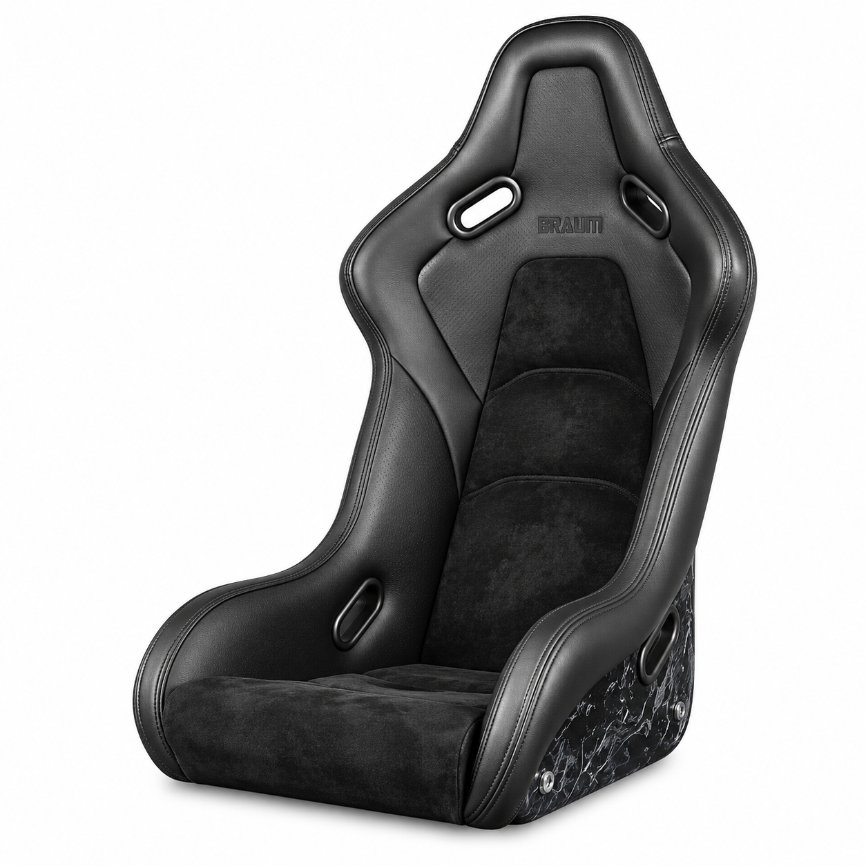 Braum Falcon-S Series Black Leatherette with Alcantara and Carbon Composite Fixed Back Bucket Seat